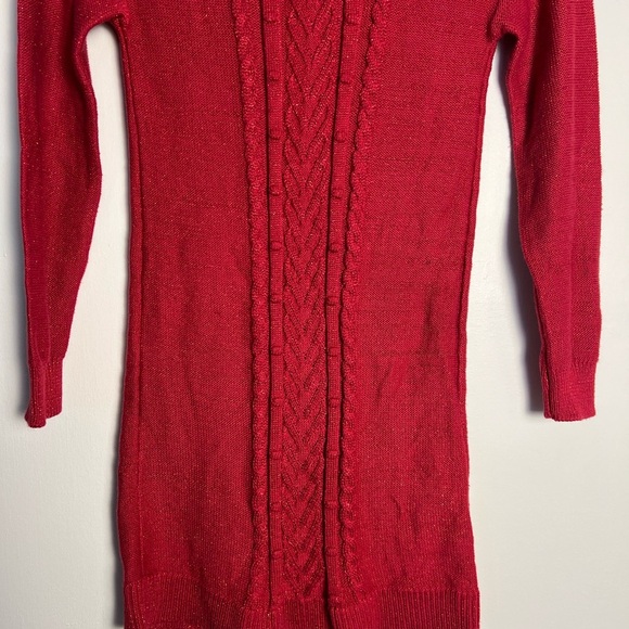 Childrens Place Kids Girls Red Dress Ribbed Knit Metallic Festive Winter 10/12 - Picture 4 of 14